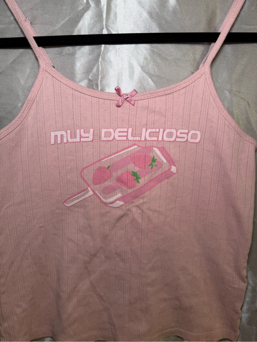 Y2K Vibe’n Pink 'Muy Delicioso' Ribbed Cami Tank size XL - Picture 2 of 4